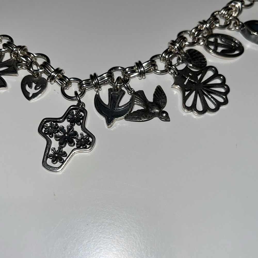 James Avery silver charm bracelet crosses, doves, sheep & shells Christian theme - Picture 5 of 10